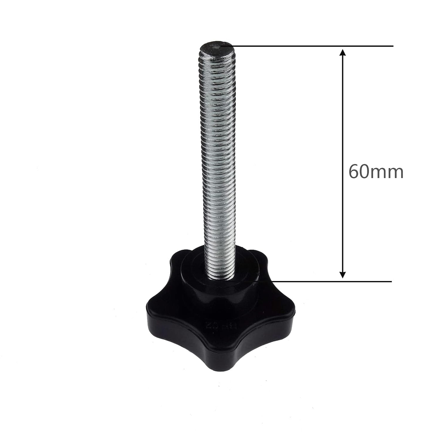 2 Pack M8 x 60mm (5/16" 2-3/8") Thread Replacement Star Hand Knob Tightening Screw V1259-DP01-A-520