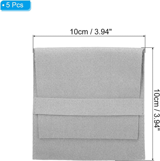 10x10cm Jewelry Pouches with Band, 5 Pack Microfiber Portable Soft Storage for Necklace Bracelet Earring V1259-DP01-A-5201