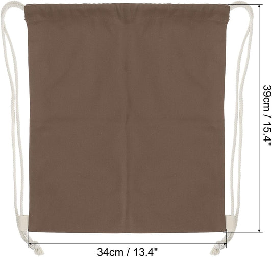 Cotton Drawstring Bags, Backpack Foldable Sports Gym Bags for Women Men Trip, Brown - V1259-DP01-A-5202