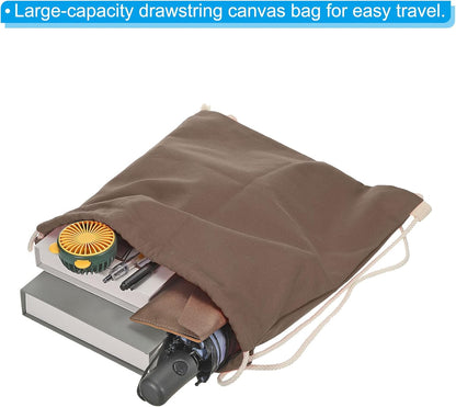 Cotton Drawstring Bags, Backpack Foldable Sports Gym Bags for Women Men Trip, Brown - V1259-DP01-A-5202