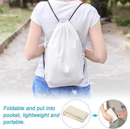 Cotton Drawstring Bags, Backpack Foldable Sports Gym Bags for Women Men Trip, Brown - V1259-DP01-A-5202
