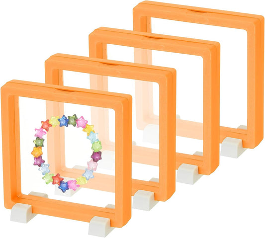 4Pcs Floating Display Case, 4.3 Inch Jewelry Case Stand Challenge Coin Holder Frames Transparent Small V1259-DP01-A-5206