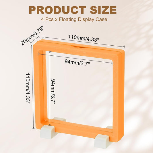 4Pcs Floating Display Case, 4.3 Inch Jewelry Case Stand Challenge Coin Holder Frames Transparent Small V1259-DP01-A-5206