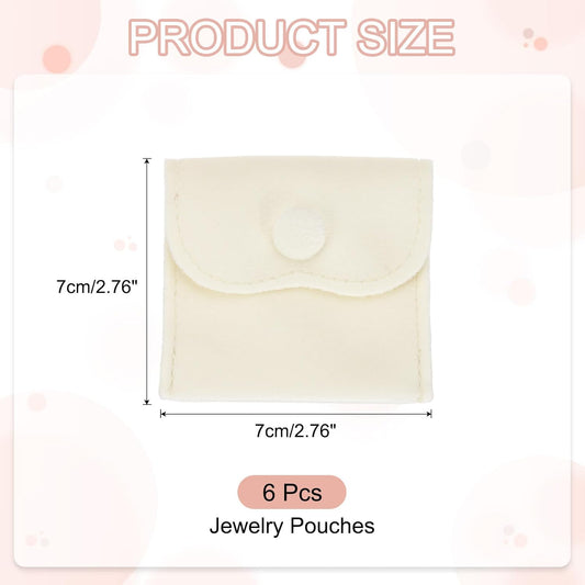 3x3 Inch Velvet Jewelry Pouches, 6 Pcs Packaging Gift Bags with Snap Button for Bracelet Necklace Rings V1259-DP01-A-5210