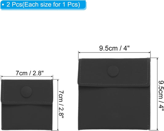 Jewelry Pouch, 2 Pack Soft Velvet Pouches with Snap Button Portable Storage for Rings Necklace Bracelet V1259-DP01-A-5220