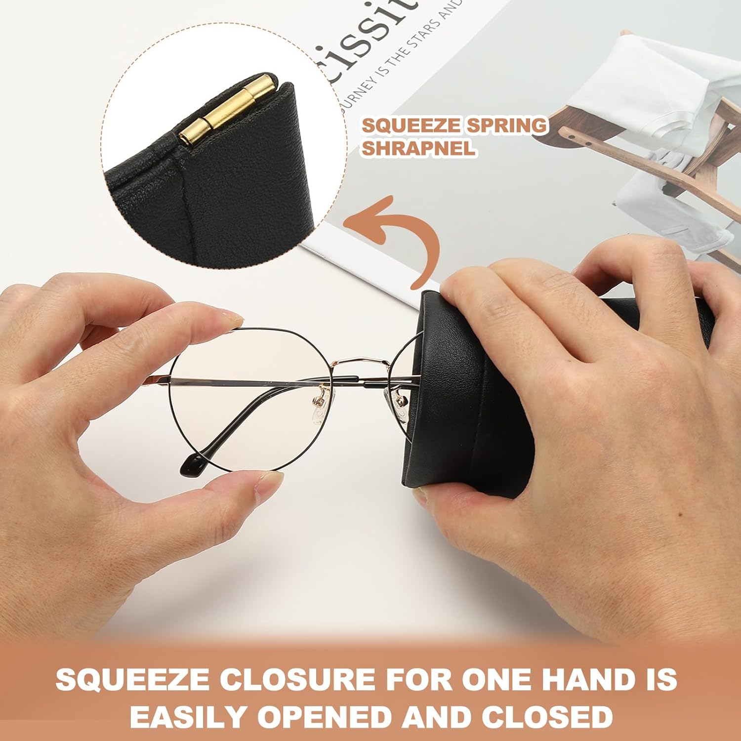 Squeeze Top Sunglass Pouch, PU Leather Soft Eyeglass Pouch Portable Travel Sunglasses Pouch(2 Set) White/Pink V1259-DP01-A-5230