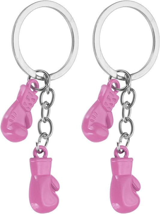 Boxing Keychain, Mini Cute Gloves Key Chain Sport Pendant Rings Bag Backpack Decor Pink - V1259-DP01-A-5232