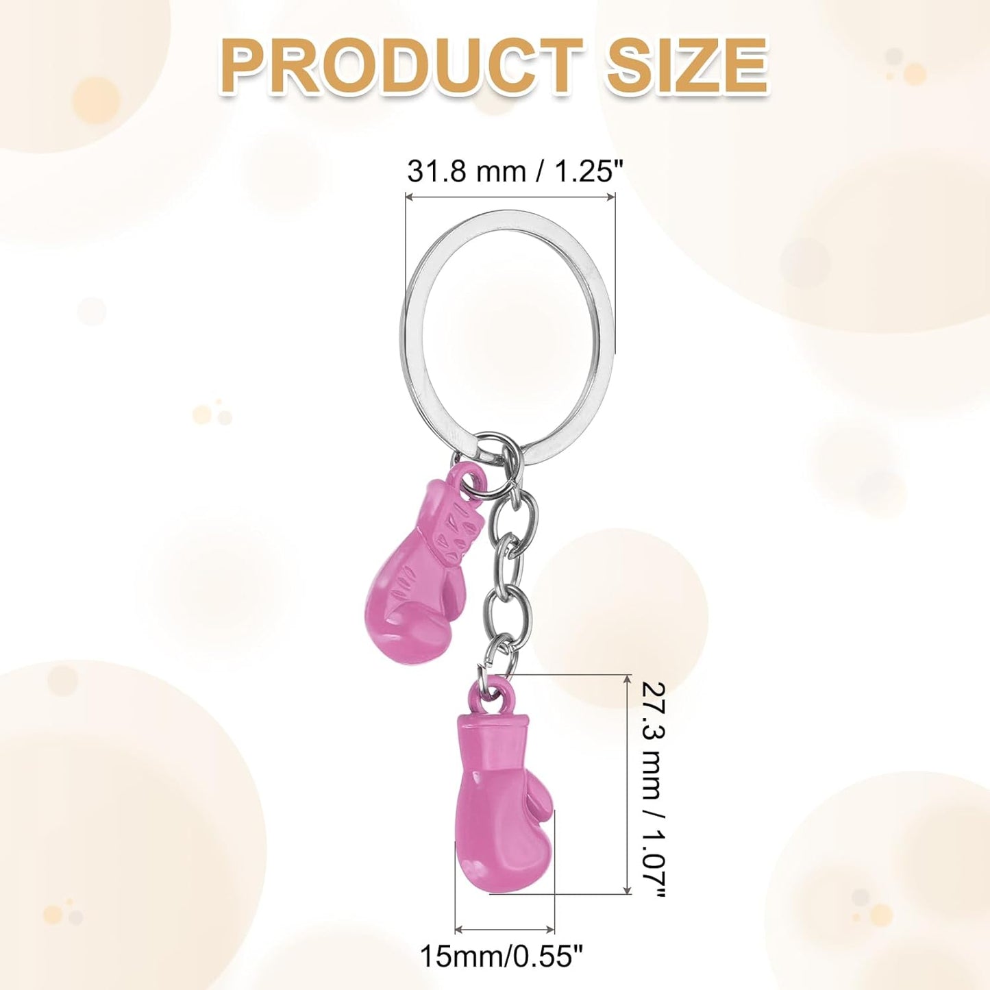 Boxing Keychain, Mini Cute Gloves Key Chain Sport Pendant Rings Bag Backpack Decor Pink - V1259-DP01-A-5232