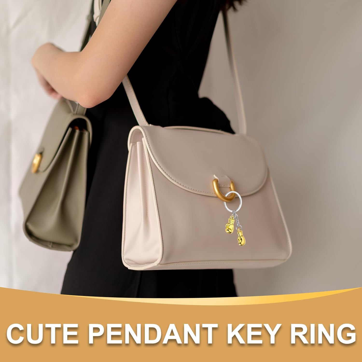 Boxing Keychain, Mini Cute Gloves Key Chain Sport Pendant Rings Bag Backpack Decor Pink - V1259-DP01-A-5232