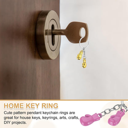 Boxing Keychain, Mini Cute Gloves Key Chain Sport Pendant Rings Bag Backpack Decor Pink - V1259-DP01-A-5232