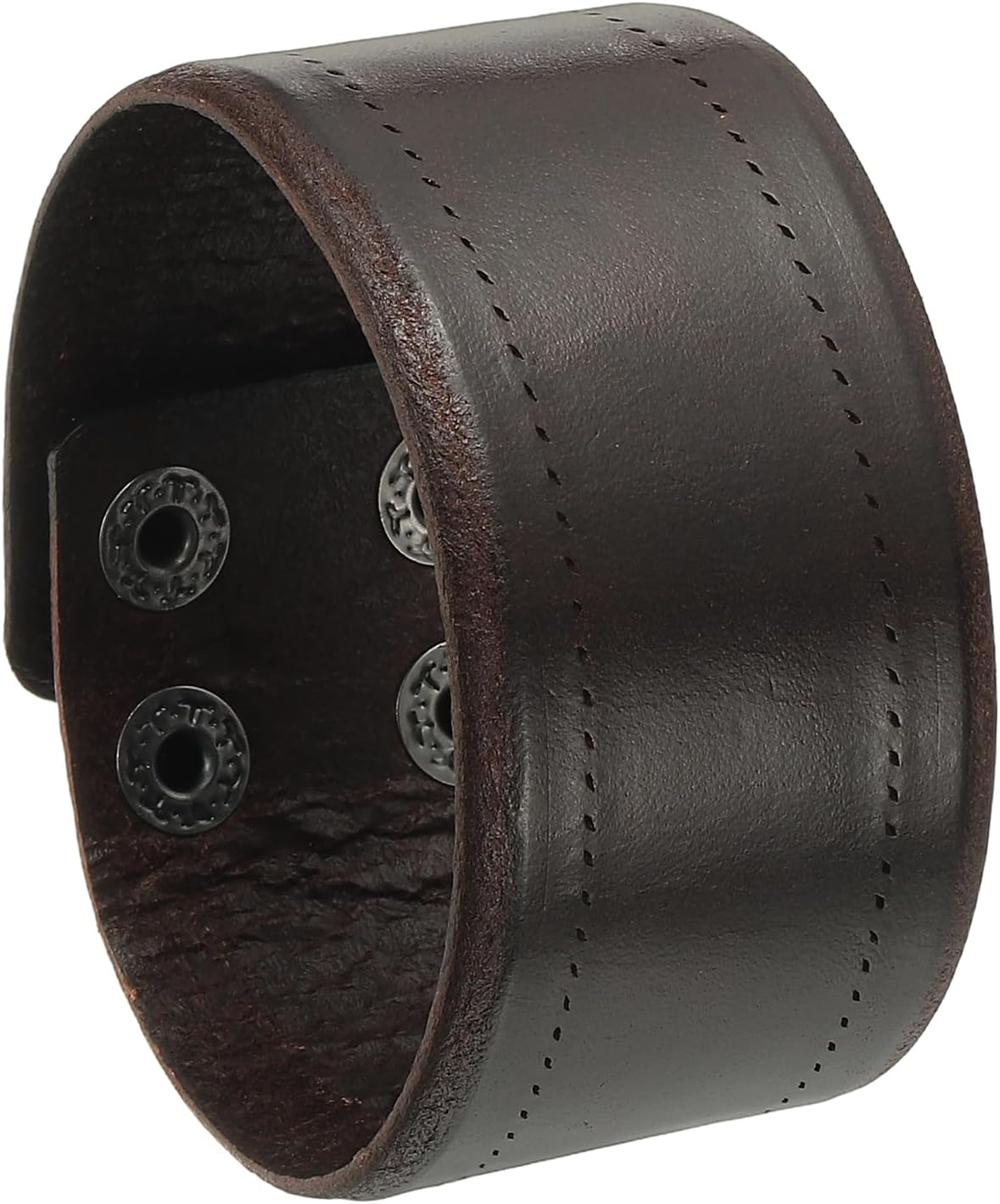Wide Simple Leather Wristbands, Vintage Adjustable Cuff Bracelets Dark Brown - V1259-DP01-A-5236