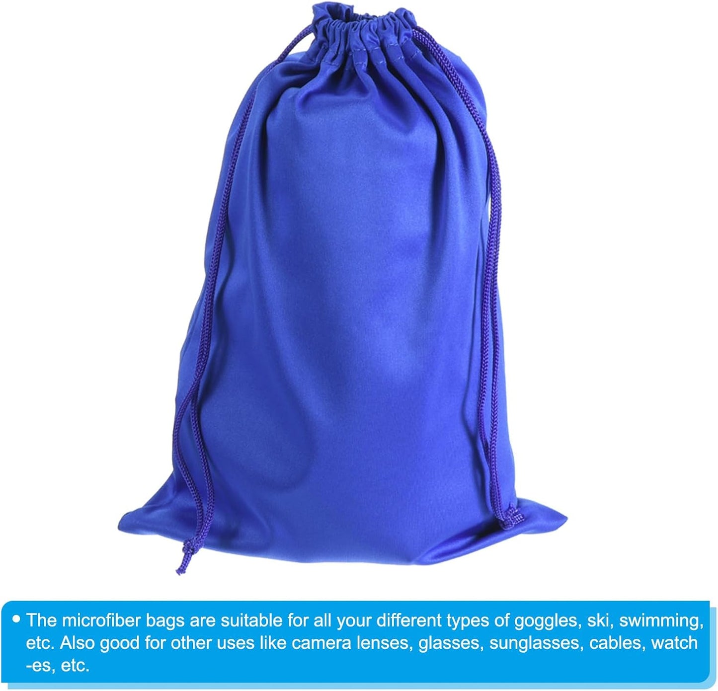 Ski Goggle Bag, Microfiber Snow Goggles Case Cover Soft Storage Sleeve Drawstring Pouch Blue - V1259-DP01-A-5238