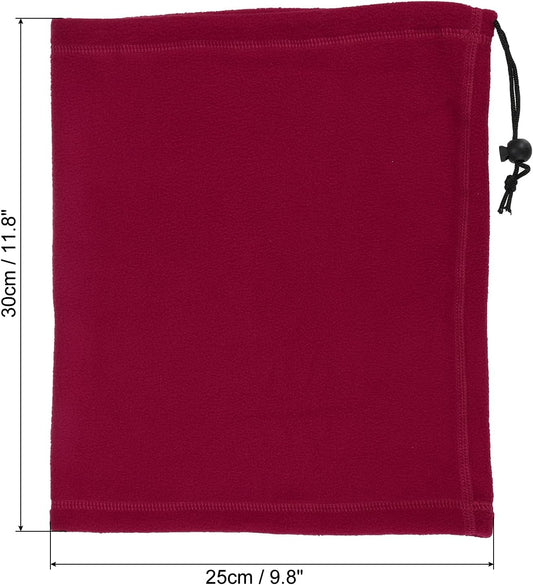 Winter Neck Warmer, Drawstring Warm Face Scarf Covering Windproof Gaiter for Men Women Wine Red - V1259-DP01-A-5240
