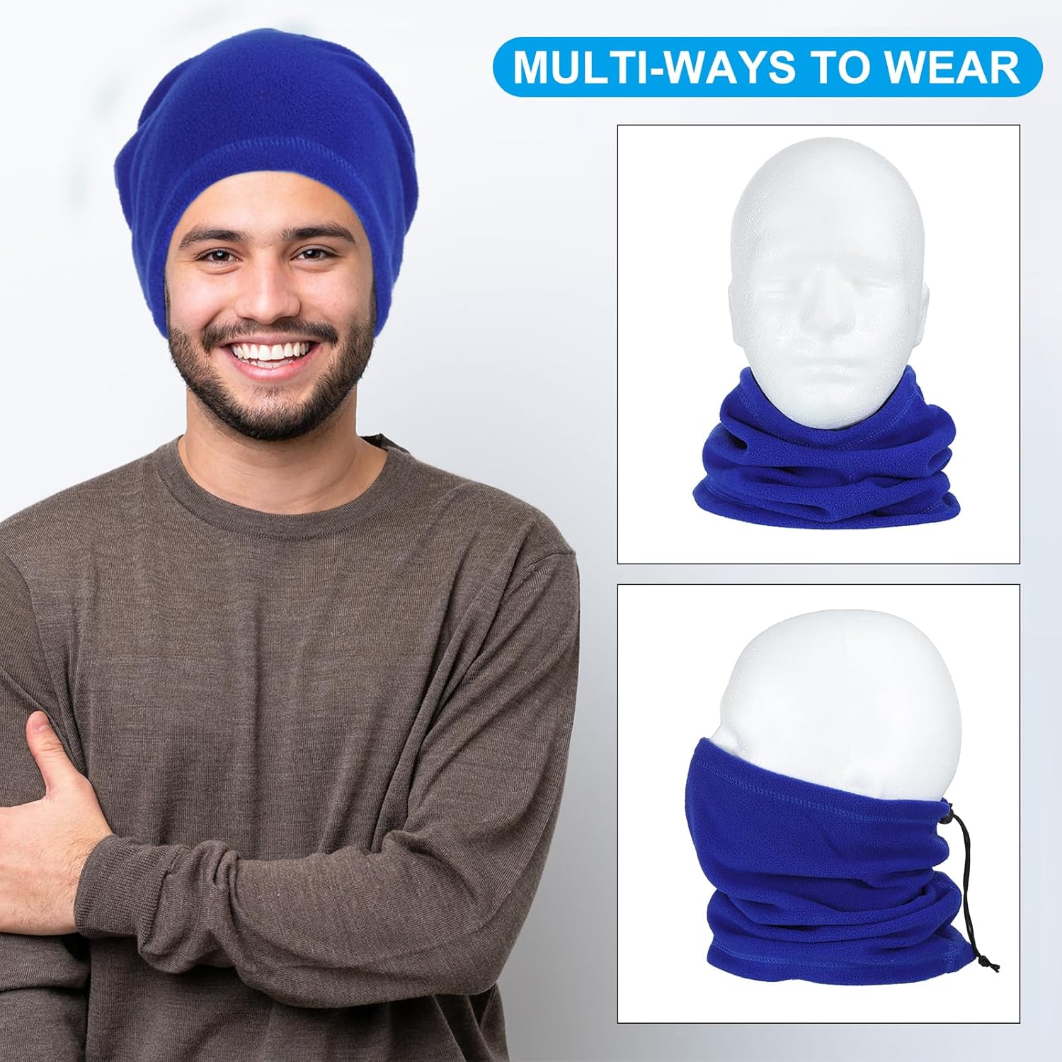 Winter Neck Warmer, Drawstring Warm Face Scarf Covering Windproof Gaiter for Men Women Wine Red - V1259-DP01-A-5240