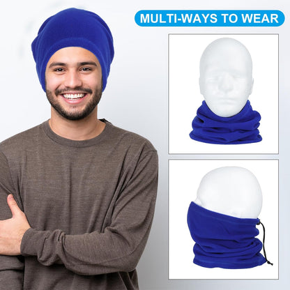 Winter Neck Warmer, Drawstring Warm Face Scarf Covering Windproof Gaiter for Men Women Wine Red - V1259-DP01-A-5240