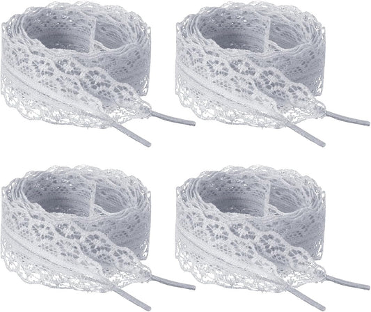 Lace Shoelaces, Fashion Flat Fancy Hollow Shoestring Ribbon Shoe Laces for Women Girls Adult Casual Gray V1259-DP01-A-5243