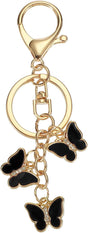 Butterfly Charm, Enameled Keychain Cute Pendant Keyring Purse Bag Accessories Car Ring Black - V1259-DP01-A-5245