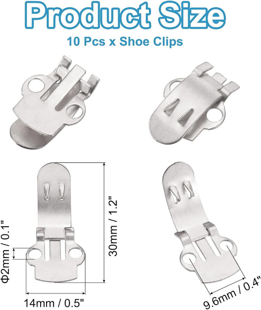 14mm x 30mm Shoe Clips, 10 Pcs Flat Blank Clips Supplies Embellishments for DIY Crafts Decoration Project V1259-DP01-A-5248