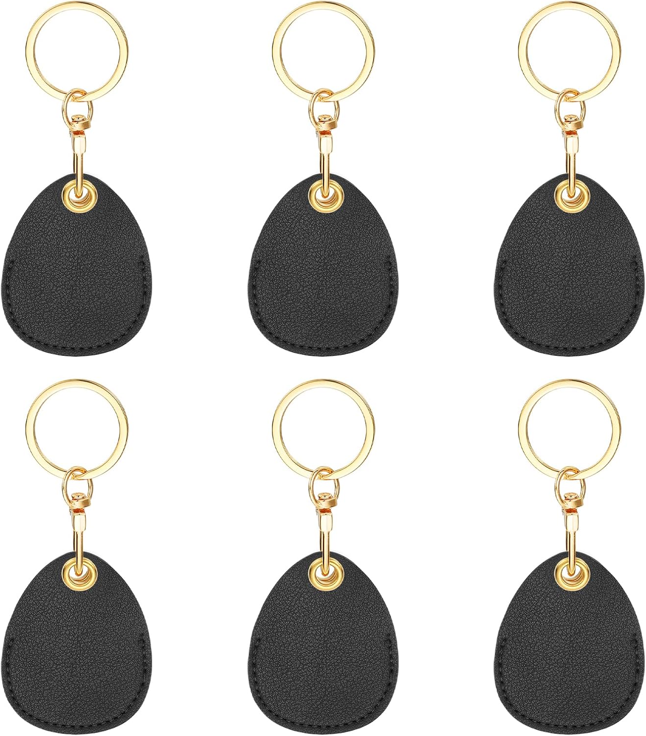6pcs Leather Keychain Blanks,45mm Sublimation Blanks PU Key Chain Keyring with Rings,Water Drop Black - V1259-DP01-A-5254