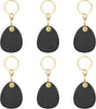 6pcs Leather Keychain Blanks,45mm Sublimation Blanks PU Key Chain Keyring with Rings,Water Drop Black - V1259-DP01-A-5254