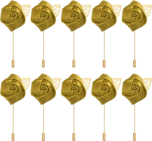 Rose Boutonnieres, 10 Pack Groom Wedding Boutonnieres Pocket Handmade Flower Lapel Pin for Men Ceremony Party V1259-DP01-A-5259