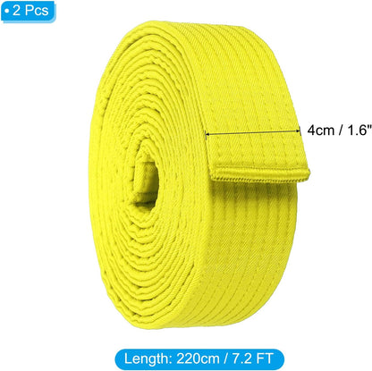 Taekwondo Colored Ranking Belts, Polyester Martial Arts Judo Karate Belt for Coach Teaching Practice Yellow V1259-DP01-A-5260