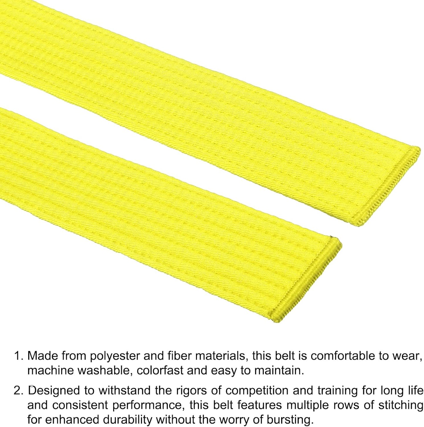 Taekwondo Colored Ranking Belts, Polyester Martial Arts Judo Karate Belt for Coach Teaching Practice Yellow V1259-DP01-A-5260
