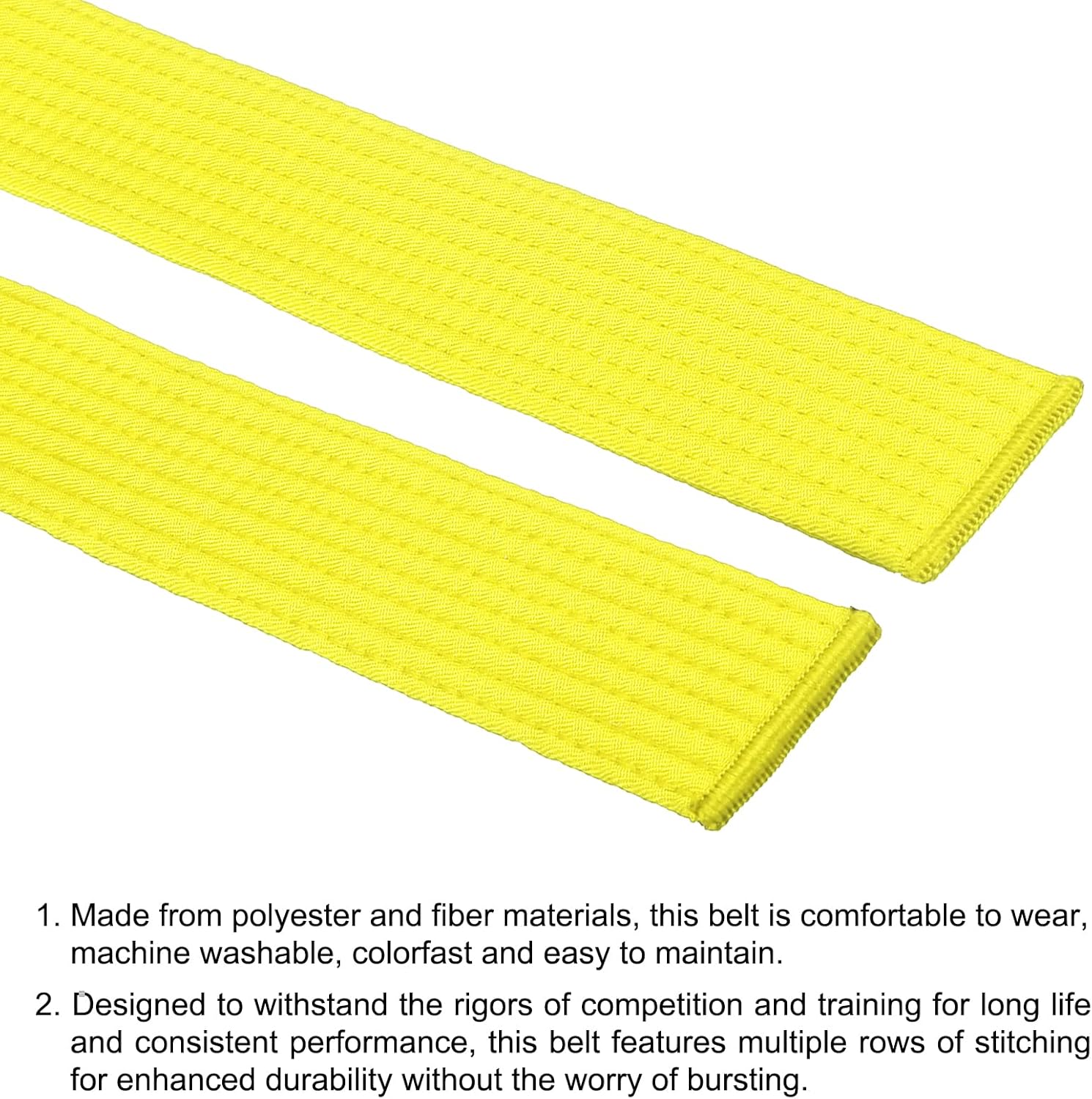Taekwondo Colored Ranking Belts, Polyester Martial Arts Judo Karate Belt for Coach Teaching Practice Yellow V1259-DP01-A-5260