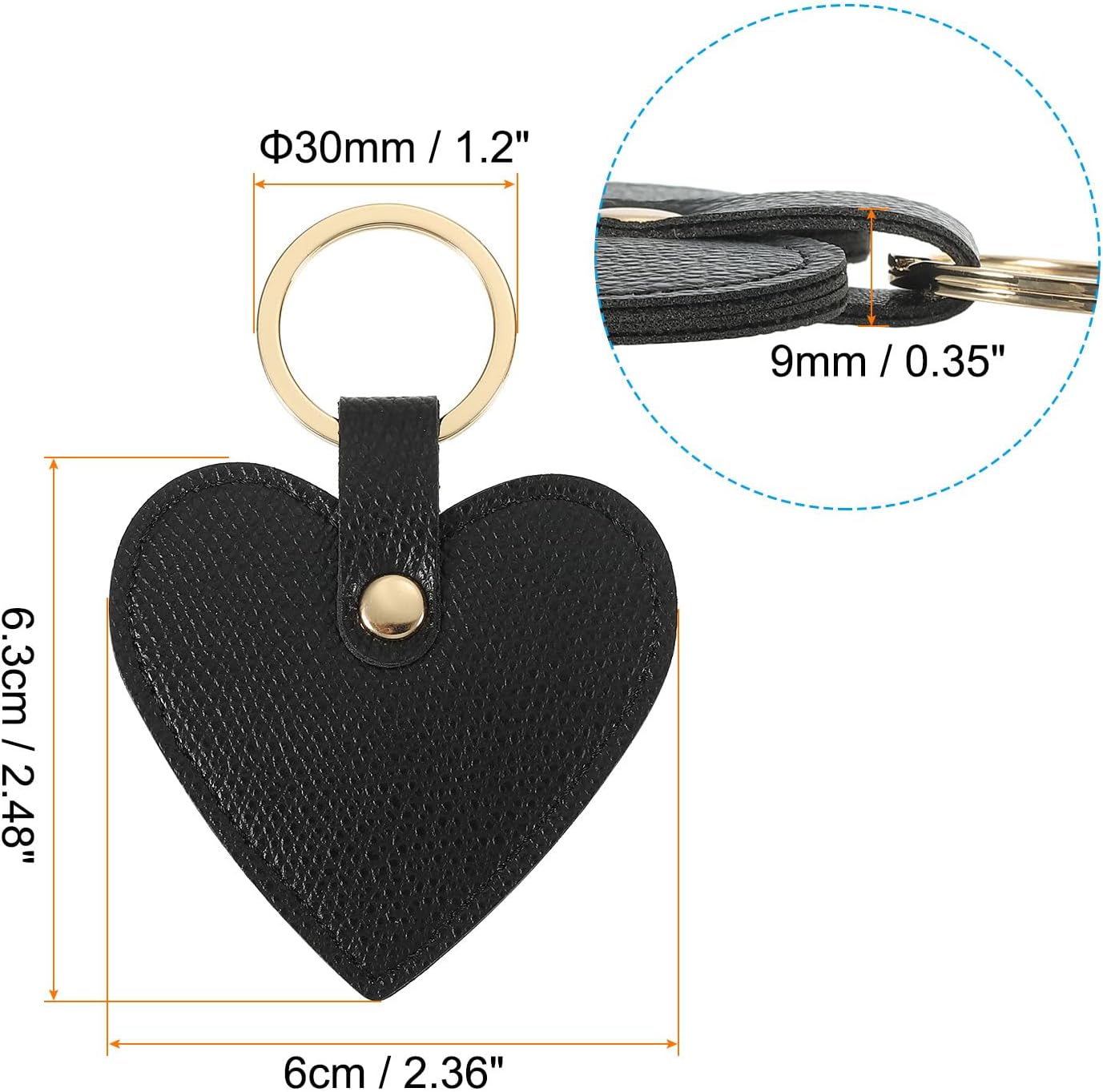 Heart Leather Keychain - Cute Valentine's Day Wedding Party Favors Black V1259-DP01-A-5263