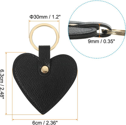 Heart Leather Keychain - Cute Valentine's Day Wedding Party Favors Black V1259-DP01-A-5263