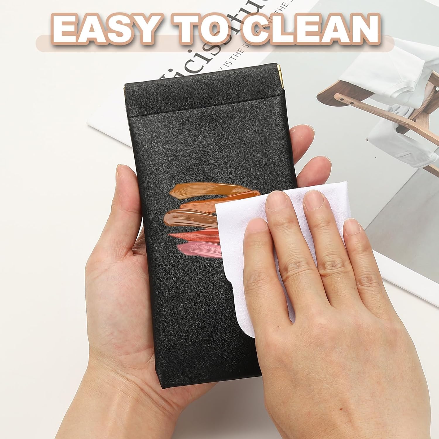 Squeeze Top Sunglass Pouch, PU Leather Soft Eyeglass Pouch Portable Travel Sunglasses Organizer (1 Set) Pink V1259-DP01-A-5269