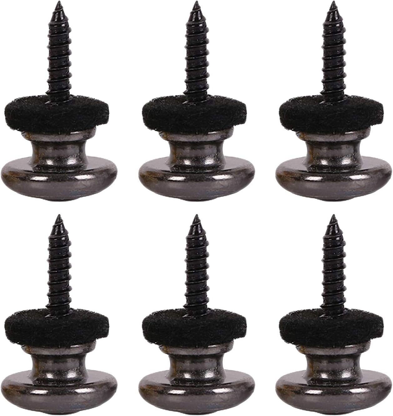 6 Pieces Mushrooms Head Guitar Strap Buttons Locks Chrome (Black) Black V1259-DP01-A-527