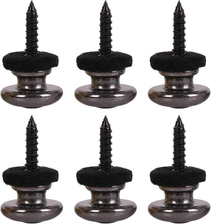 6 Pieces Mushrooms Head Guitar Strap Buttons Locks Chrome (Black) Black V1259-DP01-A-527