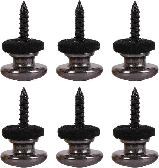 6 Pieces Mushrooms Head Guitar Strap Buttons Locks Chrome (Black) Black V1259-DP01-A-527