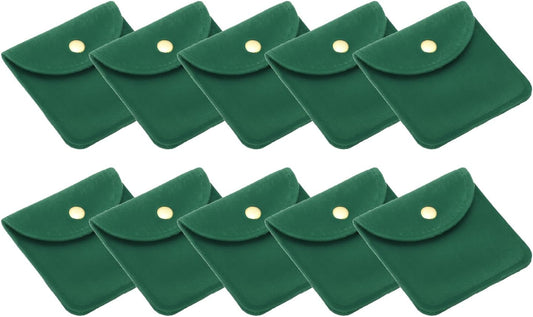 8x8cm Jewelry Pouches with Snap Button, 10 Pack Velvet Portable Soft Storage for Necklace Bracelet Earring V1259-DP01-A-5276