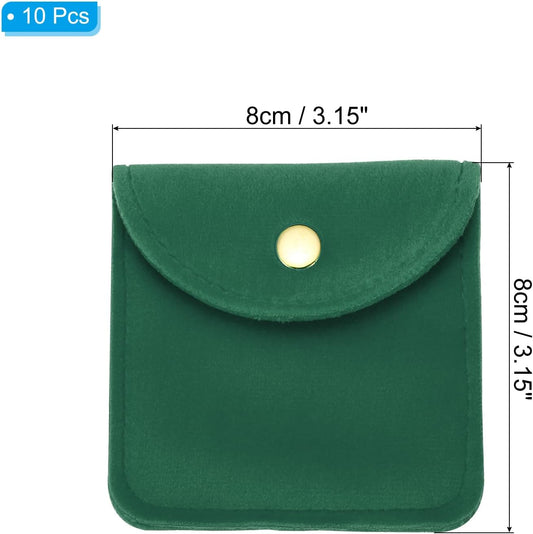 8x8cm Jewelry Pouches with Snap Button, 10 Pack Velvet Portable Soft Storage for Necklace Bracelet Earring V1259-DP01-A-5276