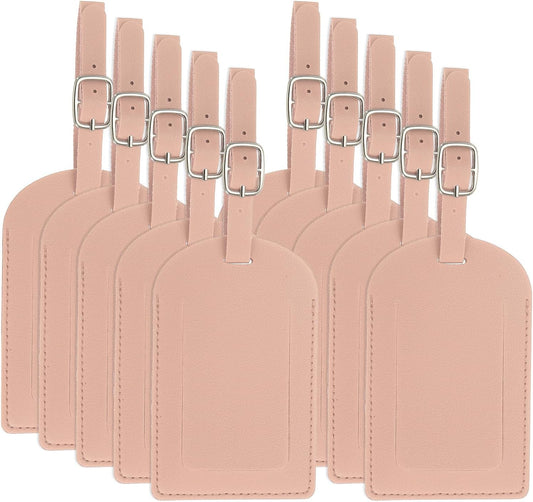 Leather Luggage Tag, 50 Pcs Tags Pu Bag for Suitcases Airplane Travel Essentials, Pink - V1259-DP01-A-5281