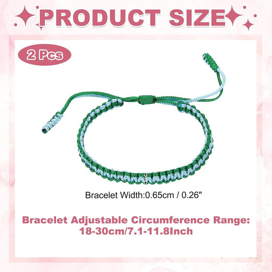 2pcs Handmade Braided String Bracelets for Couple, Adjustable Rope Matching Tibetan Lucky Protection V1259-DP01-A-5287