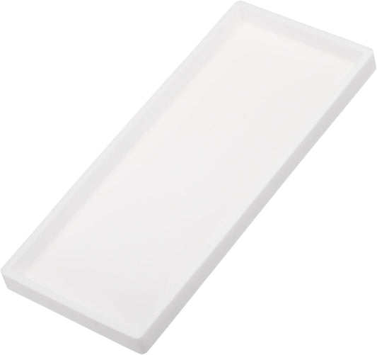Silicone Bathroom Tray, 12" x 5" Soap Dispenser Tray Jewelry Organizer Dish for Restroom, Dresser, Kitchen V1259-DP01-A-5288