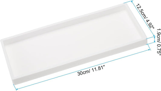 Silicone Bathroom Tray, 12" x 5" Soap Dispenser Tray Jewelry Organizer Dish for Restroom, Dresser, Kitchen V1259-DP01-A-5288
