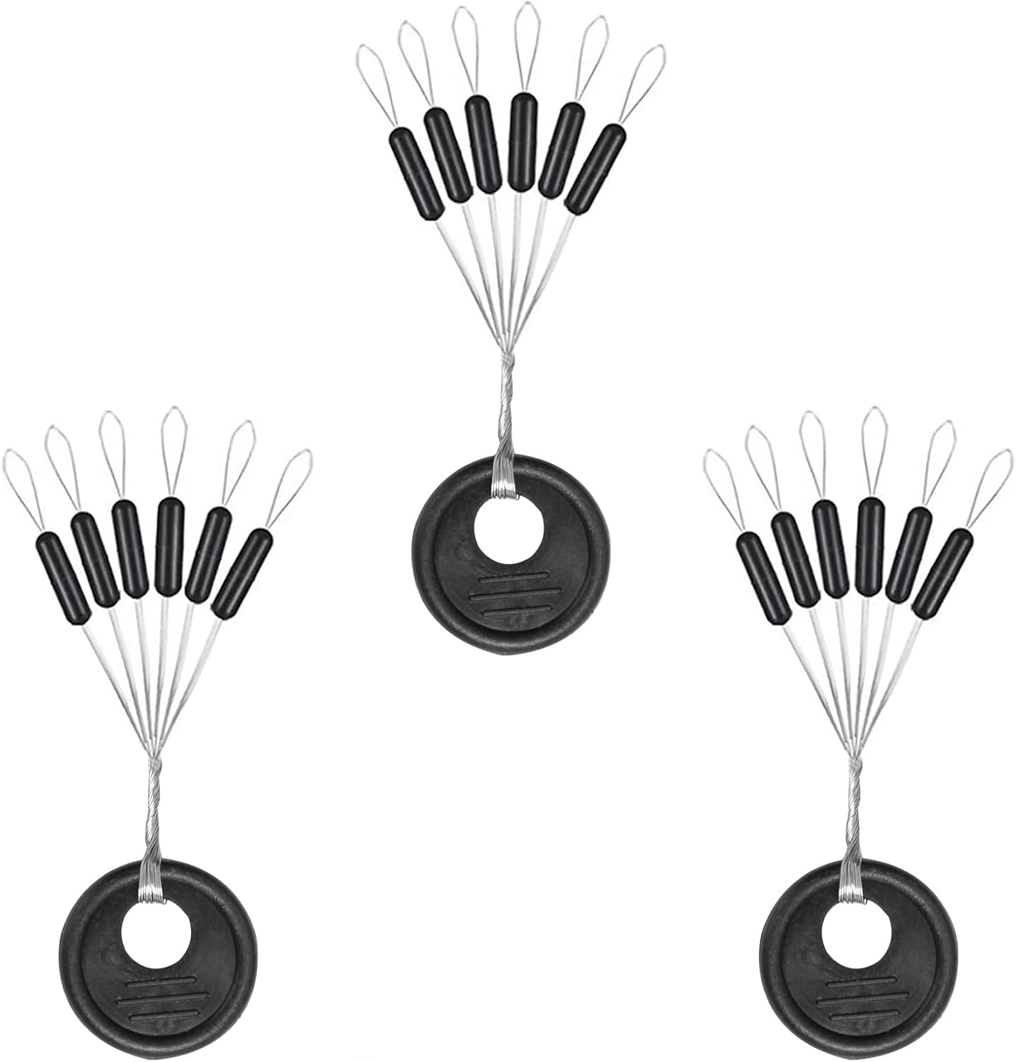 1200pcs Fishing Rubber Bobber Stoppers 6 in 1 Float Sinker Stops Black Oval Cylinder for Line Shape M(4-8LB V1259-DP01-A-5323