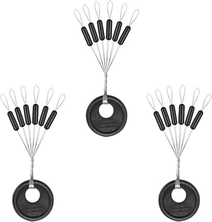 1200pcs Fishing Rubber Bobber Stoppers 6 in 1 Float Sinker Stops Black Oval Cylinder for Line Shape M(4-8LB V1259-DP01-A-5323