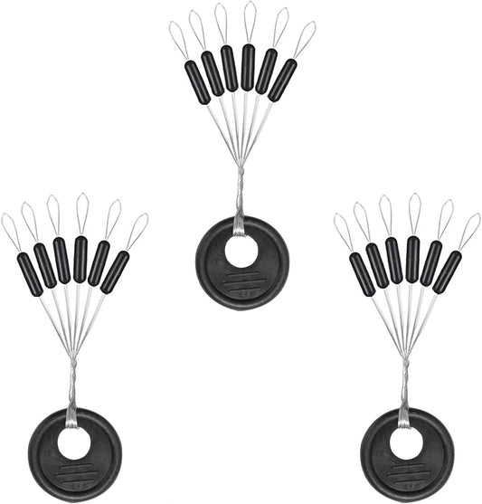 1200pcs Fishing Rubber Bobber Stoppers 6 in 1 Float Sinker Stops Black Oval Cylinder for Line Shape M(4-8LB V1259-DP01-A-5323