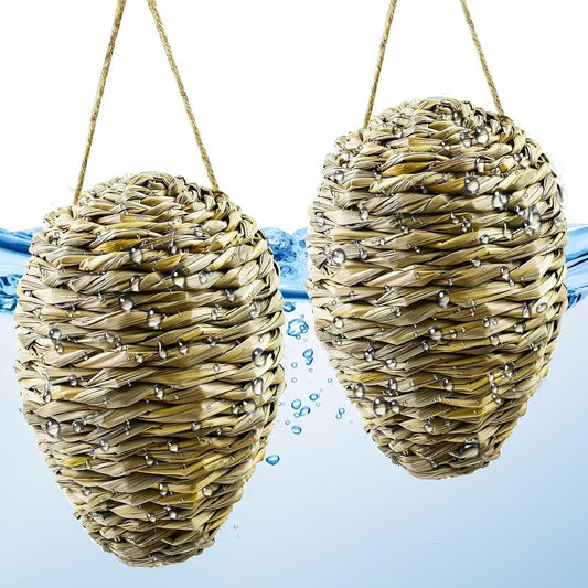 Woven Crochet Wasp Nest Decoy, Waterproof Faux Hanging Hornets Hive Nests Artificial Fake Decoy Decoration V1259-DP01-A-5358