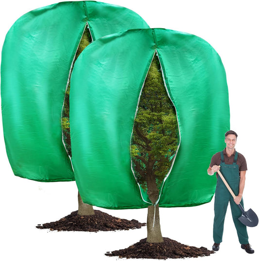 2pcs Huge Plant Covers Freeze Protection, 95"x83" Winter Tree Cover with Zipper Drawstring Thickened Frost V1259-DP01-A-5373