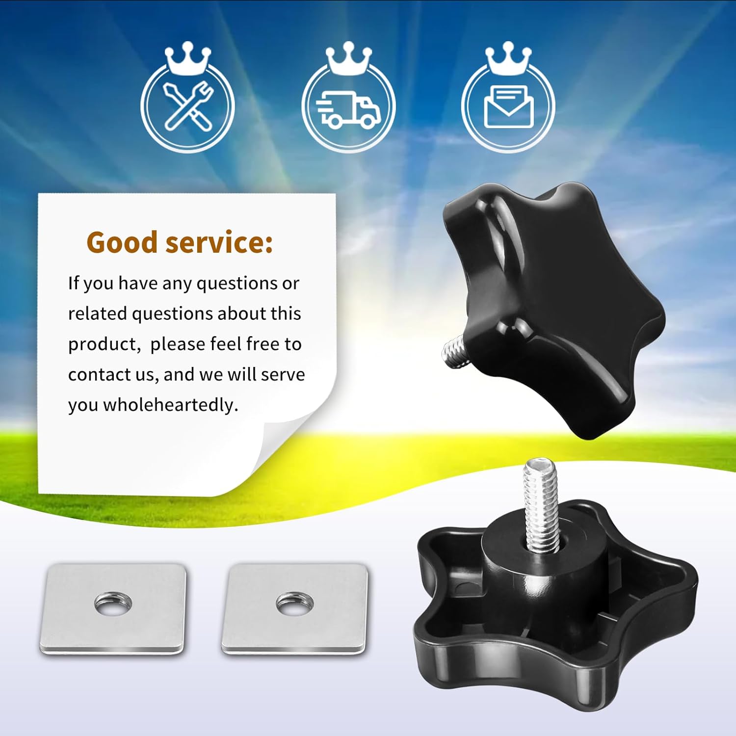 901022 Black RV Awning Brace Knob or Rafter Locking Knobs with Clamp fit Camper/RV/Motorhome - V1259-DP01-A-5379