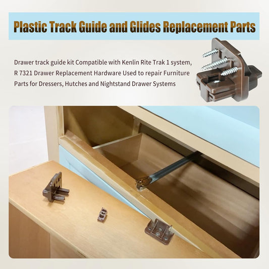 5 Set R 7321 Track Guide and Glides Replacement,Drawer kit Compatible with Kenlin Rite Trak 1 System, Drawer V1259-DP01-A-5402
