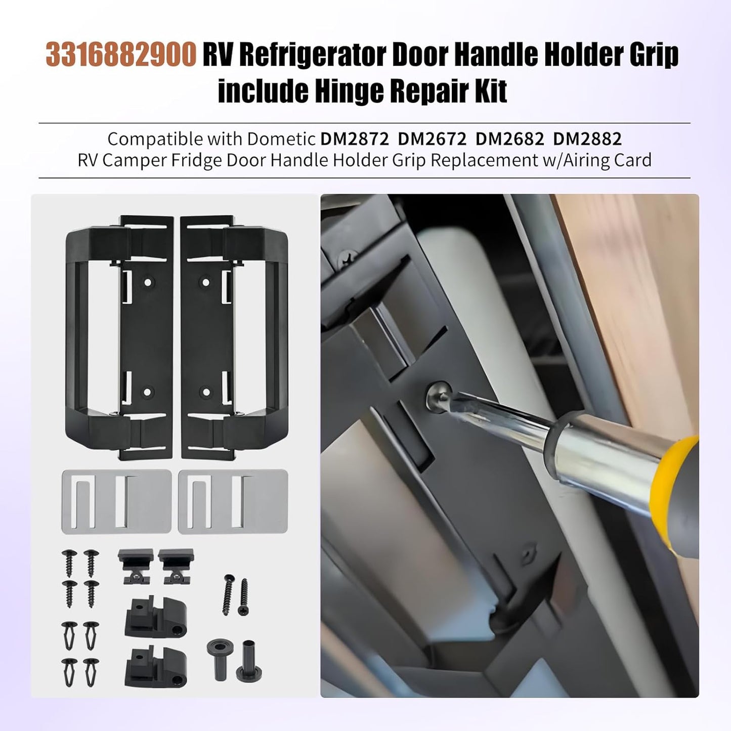 3316882900 RV Refrigerator Door Handle Replacement,Fridge Compatible with Dometic Camper Refrigerator,Fit for V1259-DP01-A-5403
