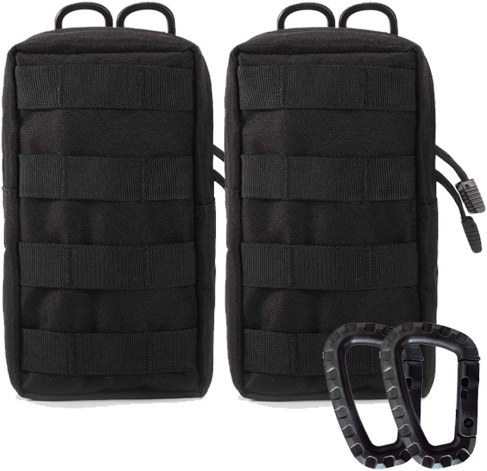2 Pack Molle Pouches - Tactical Compact Water-Resistant Utility Gadget Gear EDC Pouch Hanging Waist Bags Black V1259-DP01-A-5413