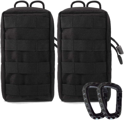 2 Pack Molle Pouches - Tactical Compact Water-Resistant Utility Gadget Gear EDC Pouch Hanging Waist Bags Black V1259-DP01-A-5413